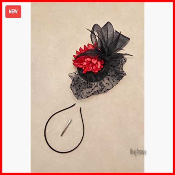 Vintage Feather Fascinator Hat with Veil - One Size Fits All Women